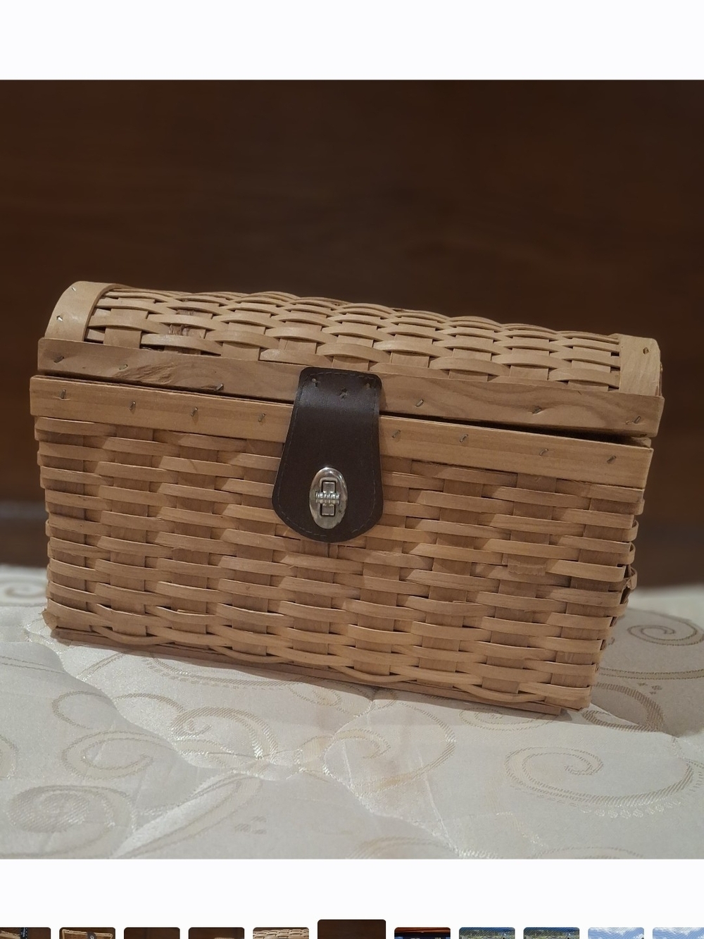 Woven Basket with Leather Strap